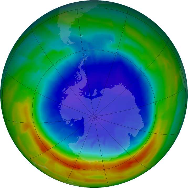 Antarctic ozone map for 18 September 2012